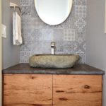 rustic hickory, floating vanity