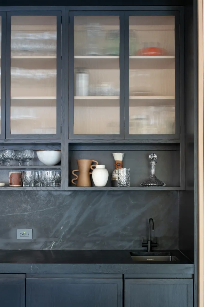 Stained Black Built-In Bar